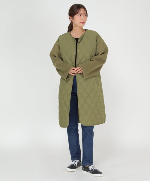ikka（イッカ）の「切り替えキルティング軽量コート（ノーカラーコート・レディース・ブラック/ベージュ/グリーン系その他・M/L）」の19枚目の写真