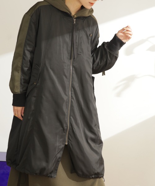 GENE HEAVENS(ジーンヘブンズ)の「(GENE HEAVENS)ロング MA1 ジャケット(MA-1・レディース・ブラック/カーキ・ONE SIZE)」の11枚目の写真