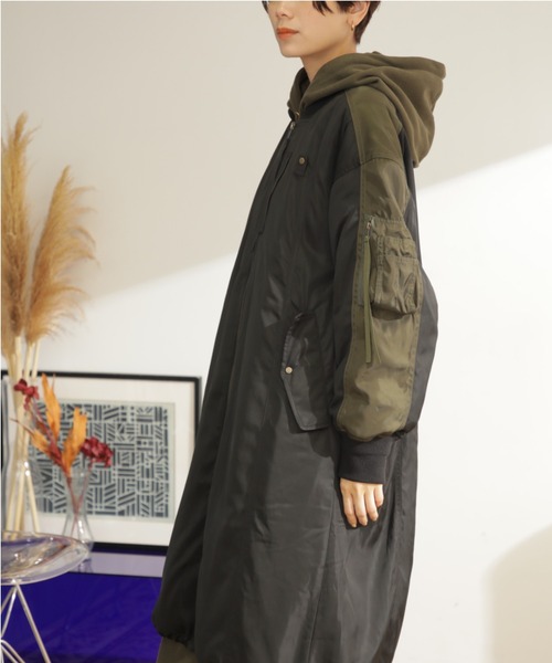 GENE HEAVENS(ジーンヘブンズ)の「(GENE HEAVENS)ロング MA1 ジャケット(MA-1・レディース・ブラック/カーキ・ONE SIZE)」の7枚目の写真