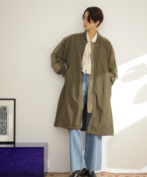 GENE HEAVENS(ジーンヘブンズ)の「(GENE HEAVENS)ロング MA1 ジャケット(MA-1・レディース・ブラック/カーキ・ONE SIZE)」の5枚目の写真
