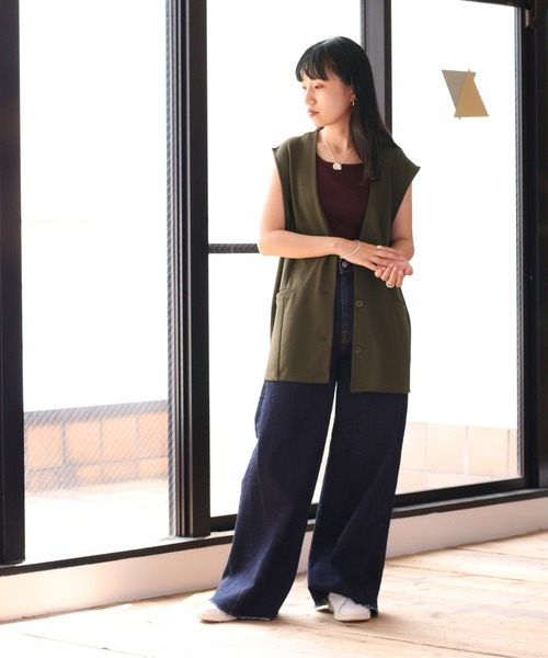 cepo（セポ）の「【セットアイテム】ベスト+スカート　セットアップ（ワンピース・レディース・ブラック/カーキ・M）」の10枚目の写真