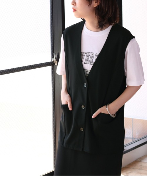 cepo（セポ）の「【セットアイテム】ベスト+スカート　セットアップ（ワンピース・レディース・ブラック/カーキ・M）」の15枚目の写真