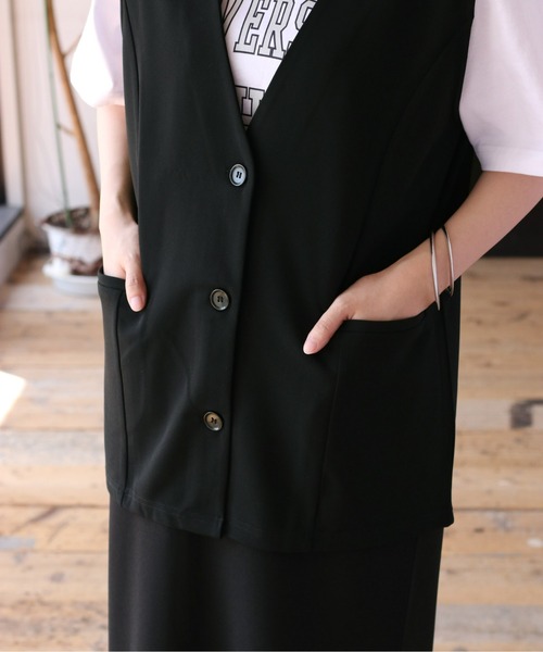 cepo（セポ）の「【セットアイテム】ベスト+スカート　セットアップ（ワンピース・レディース・ブラック/カーキ・M）」の20枚目の写真