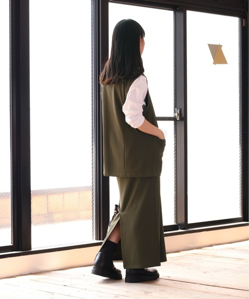 cepo（セポ）の「【セットアイテム】ベスト+スカート　セットアップ（ワンピース・レディース・ブラック/カーキ・M）」の5枚目の写真