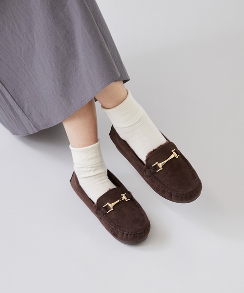 mooimooi（モーイモーイ）の「撥水 ビットモカシン（モカシン/デッキシューズ・レディース・チャコールグレー/ブラック/キャメル/グレイッシュベージュ/ダークブラウン/ブラック系その他・LL/3L/S/M/L/XS/4L）」の4枚目の写真