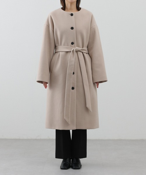 COLONY 2139（コロニートゥーワンスリーナイン）の「テックウールノーカラーコート（ノーカラーコート・レディース・グレイッシュベージュ/ブラック/ベージュ・LARGE/MEDIUM）」の20枚目の写真