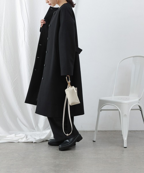 COLONY 2139（コロニートゥーワンスリーナイン）の「テックウールノーカラーコート（ノーカラーコート・レディース・グレイッシュベージュ/ブラック/ベージュ・LARGE/MEDIUM）」の19枚目の写真