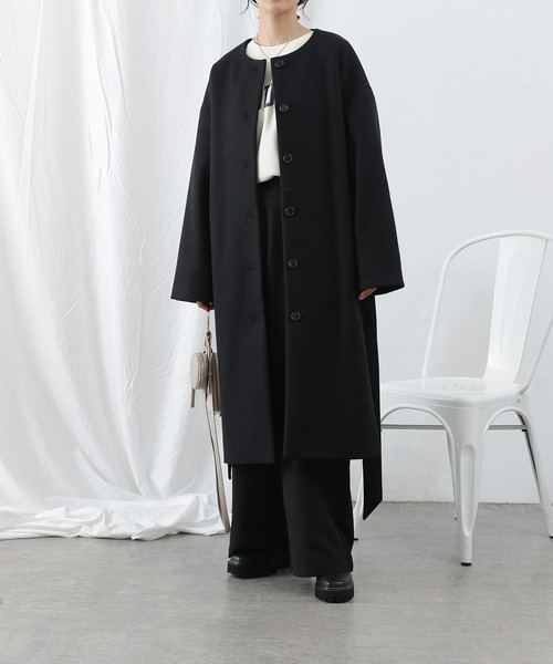 COLONY 2139（コロニートゥーワンスリーナイン）の「テックウールノーカラーコート（ノーカラーコート・レディース・グレイッシュベージュ/ブラック/ベージュ・LARGE/MEDIUM）」の15枚目の写真