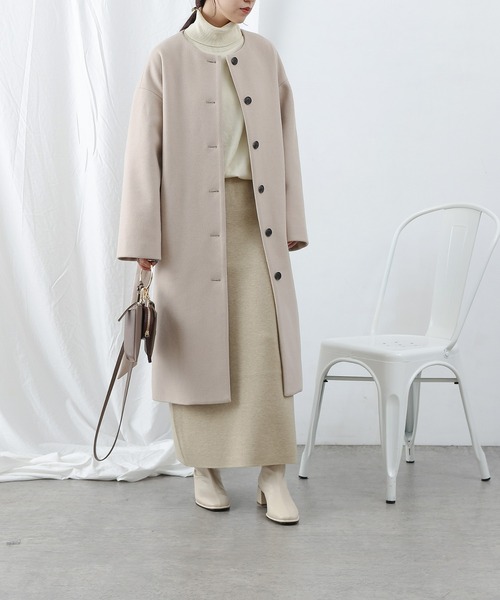 COLONY 2139（コロニートゥーワンスリーナイン）の「テックウールノーカラーコート（ノーカラーコート・レディース・グレイッシュベージュ/ブラック/ベージュ・LARGE/MEDIUM）」の9枚目の写真