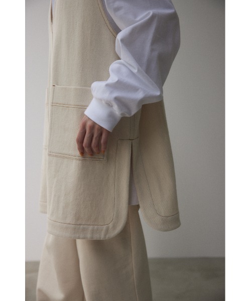 BLACK BY MOUSSY（ブラックバイマウジー）の「denim vest（デニムベスト）（ベスト・レディース・ブラック/オフホワイト・FREE）」の17枚目の写真