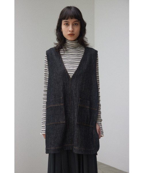 BLACK BY MOUSSY（ブラックバイマウジー）の「denim vest（デニムベスト）（ベスト・レディース・ブラック/オフホワイト・FREE）」の20枚目の写真