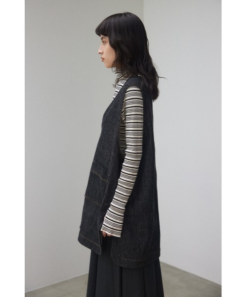 BLACK BY MOUSSY（ブラックバイマウジー）の「denim vest（デニムベスト）（ベスト・レディース・ブラック/オフホワイト・FREE）」の21枚目の写真