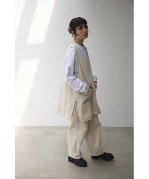 BLACK BY MOUSSY（ブラックバイマウジー）の「denim vest（デニムベスト）（ベスト・レディース・ブラック/オフホワイト・FREE）」の12枚目の写真