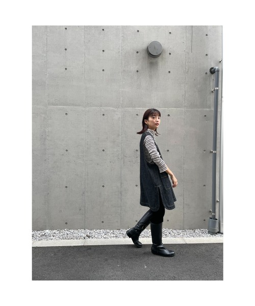BLACK BY MOUSSY（ブラックバイマウジー）の「denim vest（デニムベスト）（ベスト・レディース・ブラック/オフホワイト・FREE）」の4枚目の写真