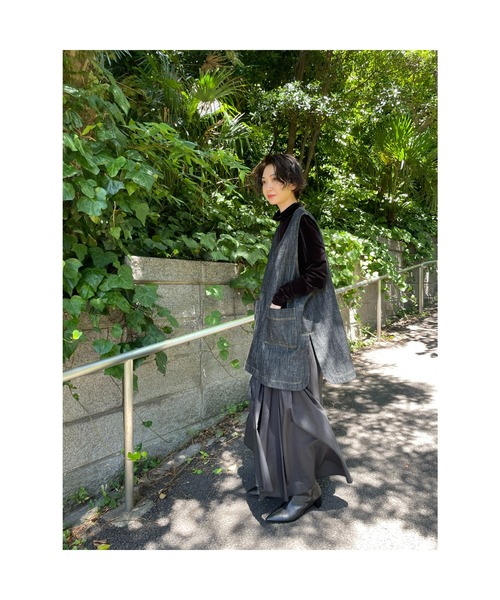 BLACK BY MOUSSY（ブラックバイマウジー）の「denim vest（デニムベスト）（ベスト・レディース・ブラック/オフホワイト・FREE）」の10枚目の写真