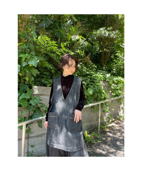 BLACK BY MOUSSY（ブラックバイマウジー）の「denim vest（デニムベスト）（ベスト・レディース・ブラック/オフホワイト・FREE）」の11枚目の写真