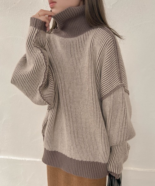 Bab（バブ）の「リバーシブルストライプニット（ニット/セーター