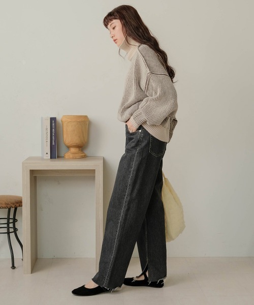 Bab(バブ)の「リバーシブルストライプニット(ニット/セーター・レディース・レッド/グリーン/グレイッシュベージュ/ブラック・FREE)」の8枚目の写真