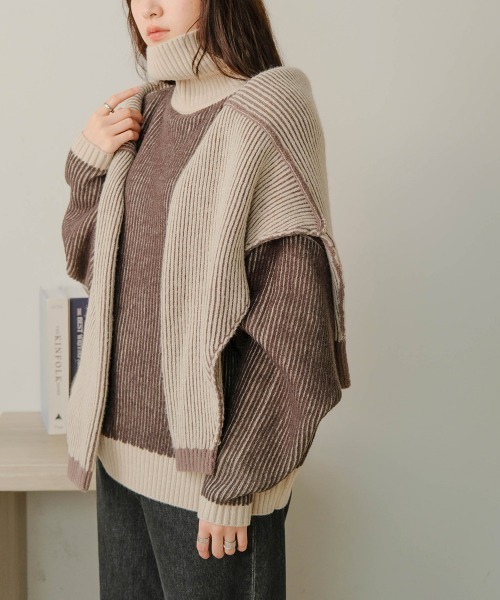 Bab(バブ)の「リバーシブルストライプニット(ニット/セーター・レディース・レッド/グリーン/グレイッシュベージュ/ブラック・FREE)」の22枚目の写真