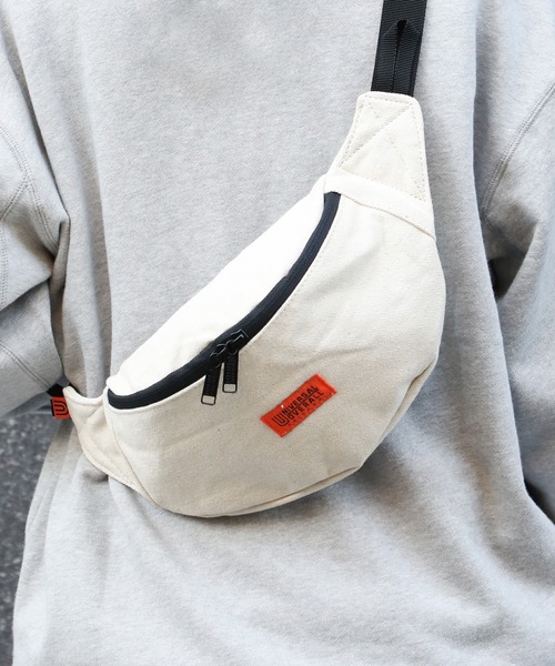 UNIVERSAL OVERALL（ユニバーサルオーバーオール）の「【UNIVERSAL OVERALL】スーベニアコットンウエストバッグ ウエストポーチ ヒップバッグ UVO-084（ボディバッグ/ウエストポーチ・メンズ・ホワイト/ブラック・FREE）」の7枚目の写真