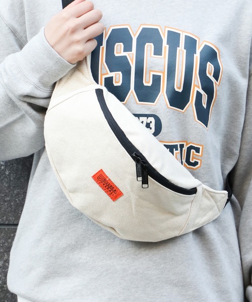 UNIVERSAL OVERALL（ユニバーサルオーバーオール）の「【UNIVERSAL OVERALL】スーベニアコットンウエストバッグ ウエストポーチ ヒップバッグ UVO-084（ボディバッグ/ウエストポーチ・メンズ・ホワイト/ブラック・FREE）」の12枚目の写真