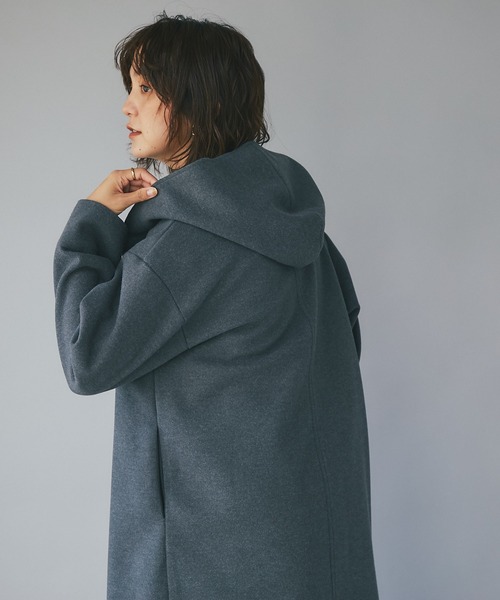 RIVE DROITE(リヴドロワ)の「フードデザインで顔周り華やか/ウールライクフードガウン(その他アウター・レディース・スカイブルー/チャコールグレー・FREE)」の9枚目の写真