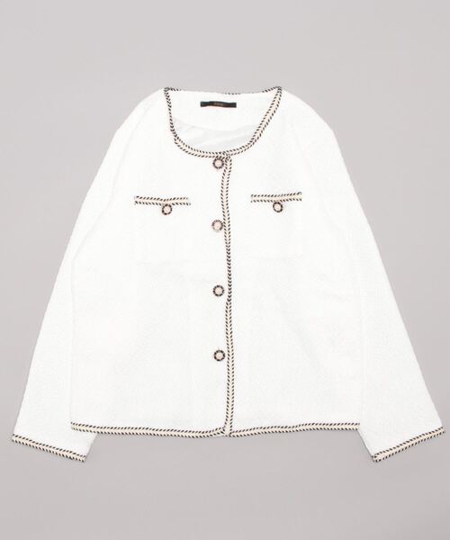 Ritzy(リッツィー)の「ノーカラーツィードジャケット(ノーカラージャケット・レディース・ホワイト/ブラック・M/L)」の16枚目の写真