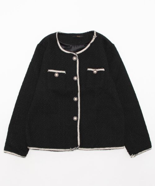 Ritzy(リッツィー)の「ノーカラーツィードジャケット(ノーカラージャケット・レディース・ホワイト/ブラック・M/L)」の14枚目の写真