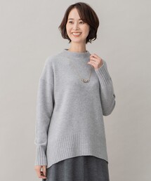 【洗える】ウールカシミヤブレンド オフネックプルオーバーニット
