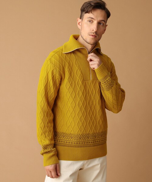 40ｃｔ＆525（フォーティーカラッツアンドゴーニーゴ）の「◆ハーフジップ プルオーバーニット（ニット/セーター・メンズ・マスタード/アイボリー・03/02）」の2枚目の写真