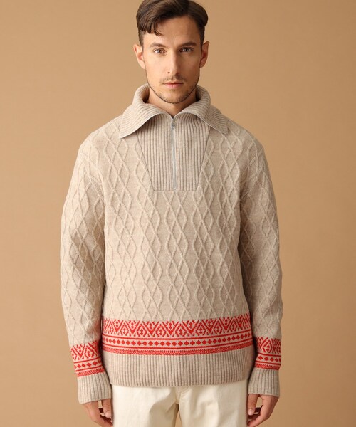 40ｃｔ＆525（フォーティーカラッツアンドゴーニーゴ）の「◆ハーフジップ プルオーバーニット（ニット/セーター・メンズ・マスタード/アイボリー・03/02）」の18枚目の写真