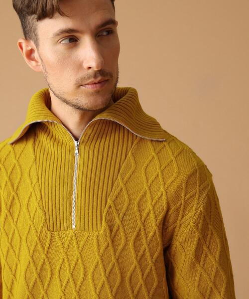 40ｃｔ＆525（フォーティーカラッツアンドゴーニーゴ）の「◆ハーフジップ プルオーバーニット（ニット/セーター・メンズ・マスタード/アイボリー・03/02）」の13枚目の写真
