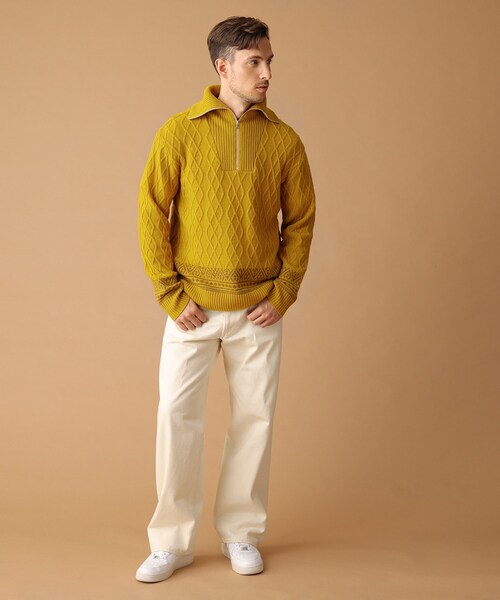 40ｃｔ＆525（フォーティーカラッツアンドゴーニーゴ）の「◆ハーフジップ プルオーバーニット（ニット/セーター・メンズ・マスタード/アイボリー・03/02）」の10枚目の写真