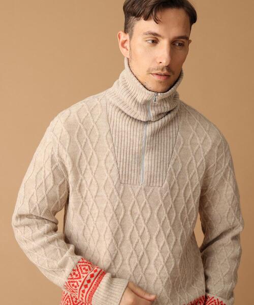 40ｃｔ＆525（フォーティーカラッツアンドゴーニーゴ）の「◆ハーフジップ プルオーバーニット（ニット/セーター・メンズ・マスタード/アイボリー・03/02）」の12枚目の写真