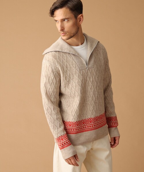 40ｃｔ＆525（フォーティーカラッツアンドゴーニーゴ）の「◆ハーフジップ プルオーバーニット（ニット/セーター・メンズ・マスタード/アイボリー・03/02）」の8枚目の写真