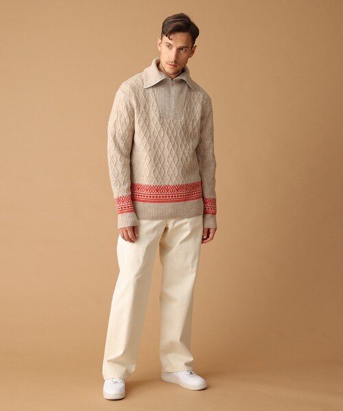 40ｃｔ＆525（フォーティーカラッツアンドゴーニーゴ）の「◆ハーフジップ プルオーバーニット（ニット/セーター・メンズ・マスタード/アイボリー・03/02）」の5枚目の写真