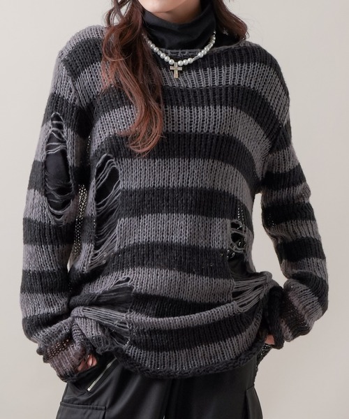 ピス　FORSOMEONE ダメージ加工ニットセーター ダメージニット – WEGO ONLINE STORE