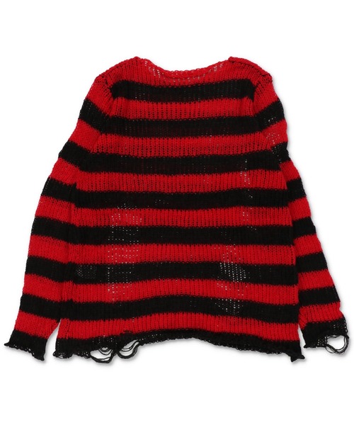 SPINNS（スピンズ）の「ボーダーデザイン ダメージニット（ニット/セーター・レディース・ホワイト/パープル/レッド/グレー・ONESIZE）」の15枚目の写真