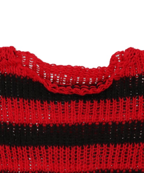 SPINNS（スピンズ）の「ボーダーデザイン ダメージニット（ニット/セーター・レディース・ホワイト/パープル/レッド/グレー・ONESIZE）」の17枚目の写真