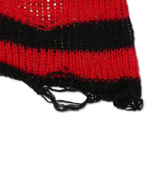 SPINNS（スピンズ）の「ボーダーデザイン ダメージニット（ニット/セーター・レディース・ホワイト/パープル/レッド/グレー・ONESIZE）」の19枚目の写真