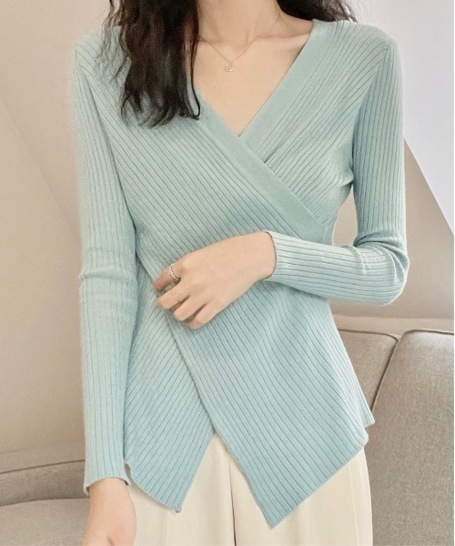 Burner（バーナー）の「【OKUOKU　0909】クロスデザイン Vネックニット　oku-tops-687461792099-169（ニット/セーター・レディース・D/E/F/A/B/C・FREE）」の4枚目の写真