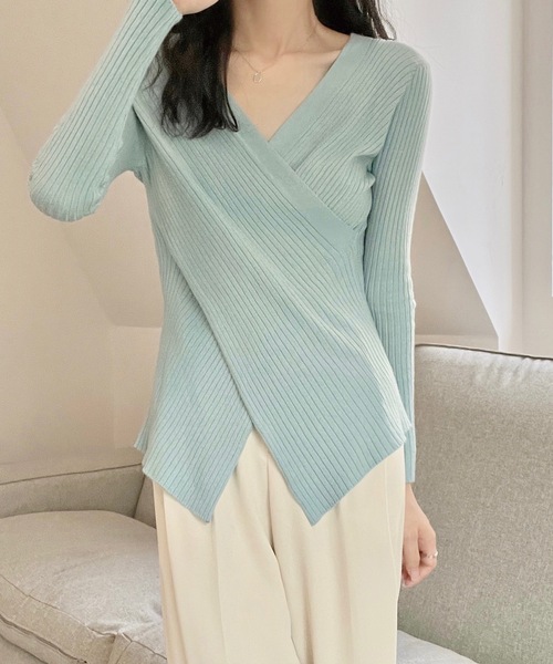 Burner（バーナー）の「【OKUOKU　0909】クロスデザイン Vネックニット　oku-tops-687461792099-169（ニット/セーター・レディース・D/E/F/A/B/C・FREE）」の14枚目の写真