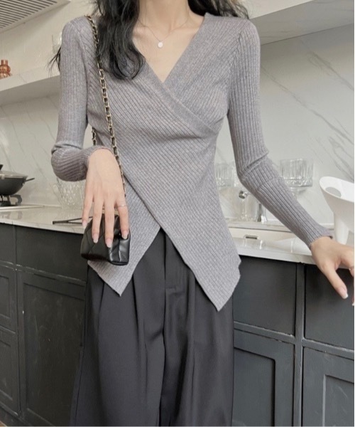 Burner（バーナー）の「【OKUOKU　0909】クロスデザイン Vネックニット　oku-tops-687461792099-169（ニット/セーター・レディース・D/E/F/A/B/C・FREE）」の15枚目の写真