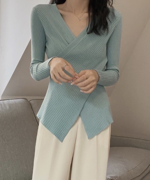 Burner（バーナー）の「【OKUOKU　0909】クロスデザイン Vネックニット　oku-tops-687461792099-169（ニット/セーター・レディース・D/E/F/A/B/C・FREE）」の22枚目の写真