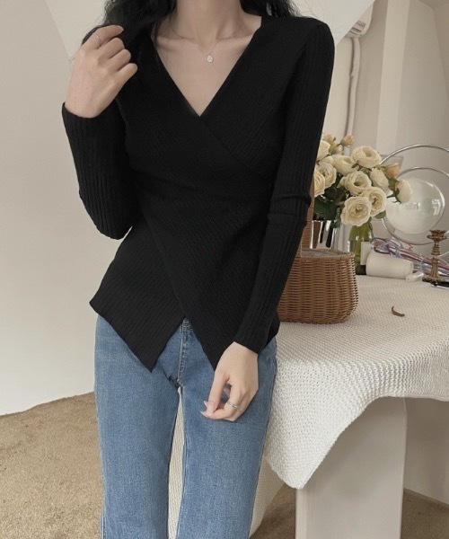 Burner（バーナー）の「【OKUOKU　0909】クロスデザイン Vネックニット　oku-tops-687461792099-169（ニット/セーター・レディース・D/E/F/A/B/C・FREE）」の20枚目の写真