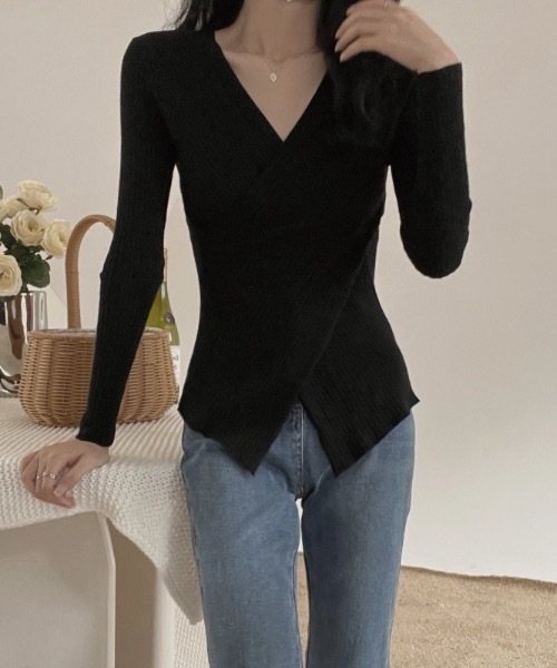 Burner（バーナー）の「【OKUOKU　0909】クロスデザイン Vネックニット　oku-tops-687461792099-169（ニット/セーター・レディース・D/E/F/A/B/C・FREE）」の21枚目の写真