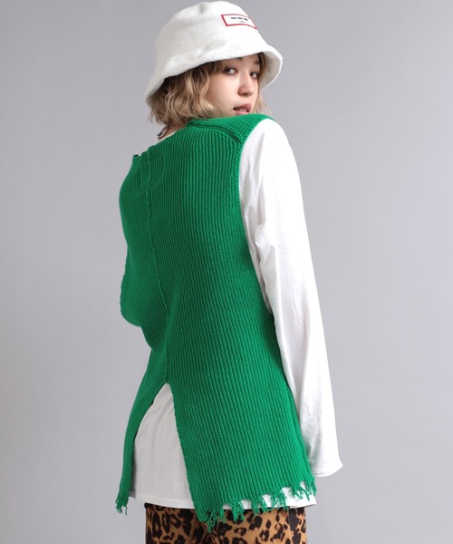 RNA（アールエヌエー）の「K2624 スリットダメージベスト（ベスト・レディース・グリーン/アイボリー/ブラック・MEDIUM）」の10枚目の写真