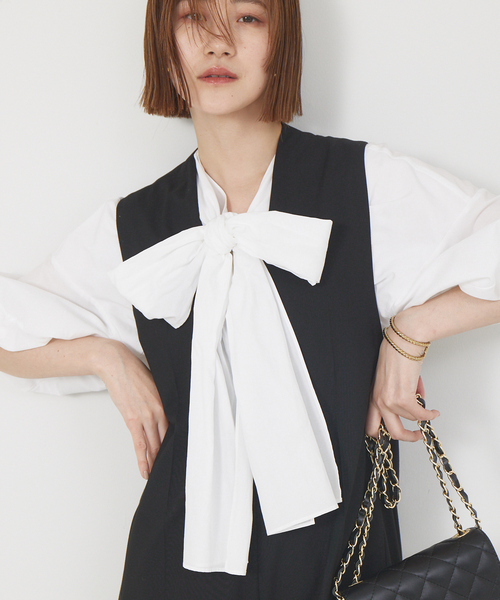 Rouge vif(ルージュヴィフ)の「2WAYリボンブラウス(シャツ/ブラウス・レディース・ホワイト/ブラック/ピンク・フリー)」の2枚目の写真
