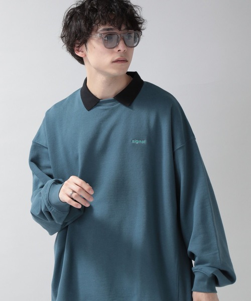 SIGNAL SPORTS(シグナルスポーツ)の「【SIGNAL SPORTS】裏毛スウェット/ワンポイント刺繍ポロシャツ(ポロシャツ・メンズ・ホワイト系その他/ブルー系その他/ブラック系その他・MEDIUM/LARGE)」の1枚目の写真