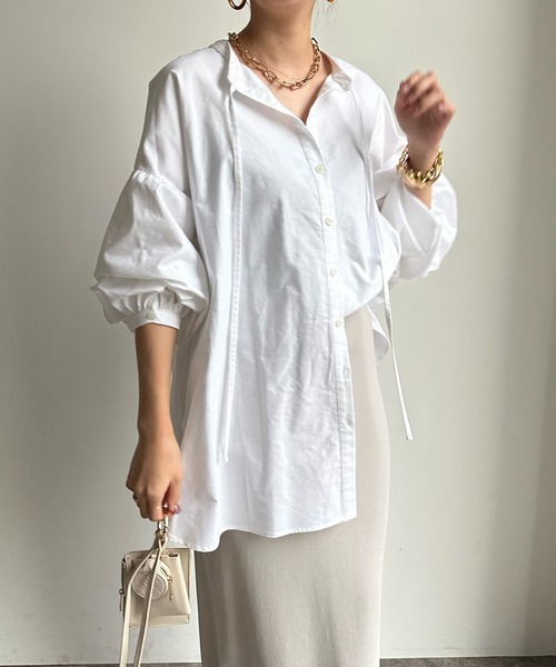 DouDou(ドゥドゥ)の「前後2WAYブラウス(シャツ/ブラウス・レディース・ホワイト/ライトグレー/ブルー・FREE)」の19枚目の写真